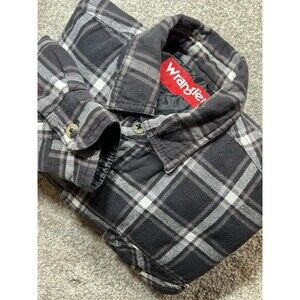 Wrangler Shirt Mens Small Blue Plaid Shackect Quilted Lined Chore Barn T…